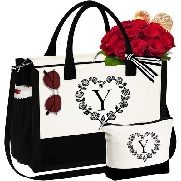 The   "Y" Monogram Chic Eco-Friendly & Stylish Gift Canvas tote - Picture 1 of 7